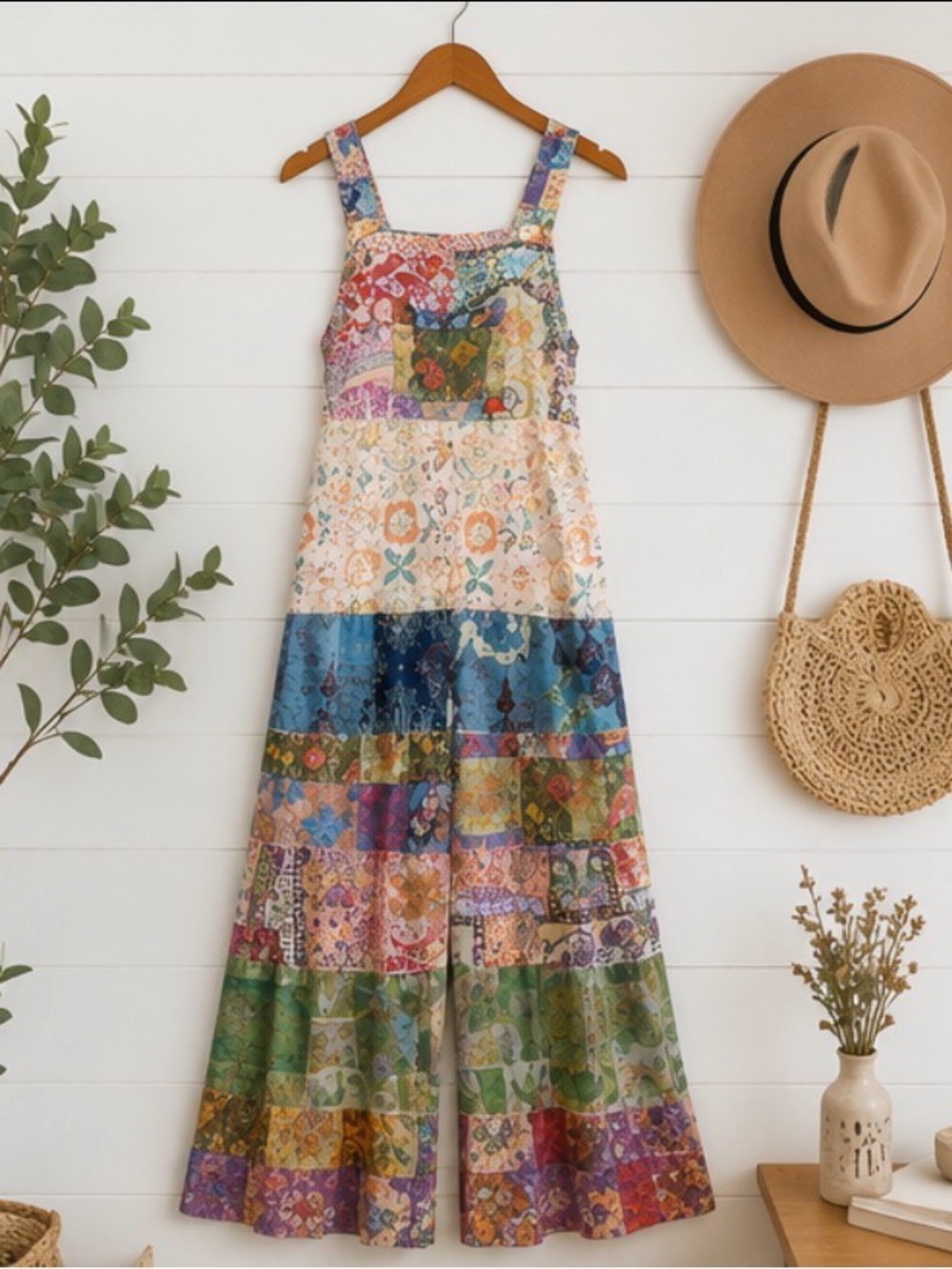 Boho Chic Patchwork Floral Print Romper | Feminine Cottagecore